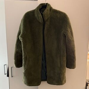 J.crew Olive Green Faux Fur Coat